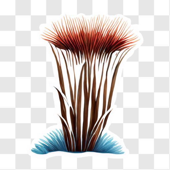 Scarica Pianta rossa stilizzata su sfondo a gradiente blu e bianco PNG  Online - Creative Fabrica