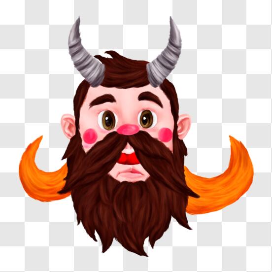 Download Smirking Cartoon Character with Beard and Horns PNG Online -  Creative Fabrica