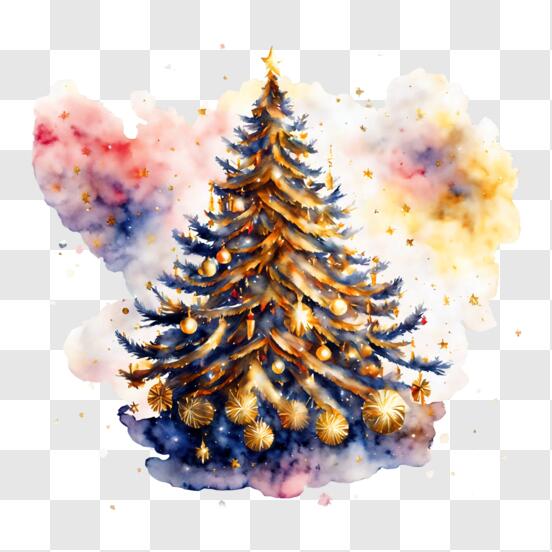 Árvore de Natal Decorada Azul e Dourado 70cm :: Primavera Design