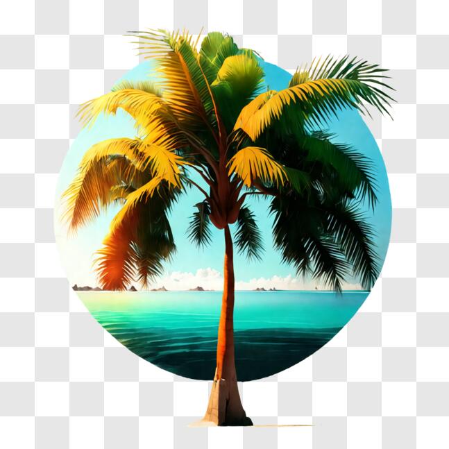 Download Palm Tree on the Beach Facing the Ocean PNG Online - Creative ...