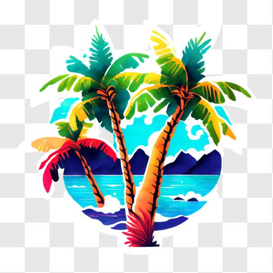 Download Sunset Palm Trees on a Tropical Beach PNG Online - Creative ...