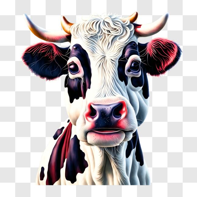 Download Colorful Cow with Large Horns PNG Online - Creative Fabrica