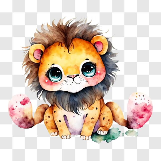 Download Colorful and Playful Lion Art for Kids PNG Online - Creative ...