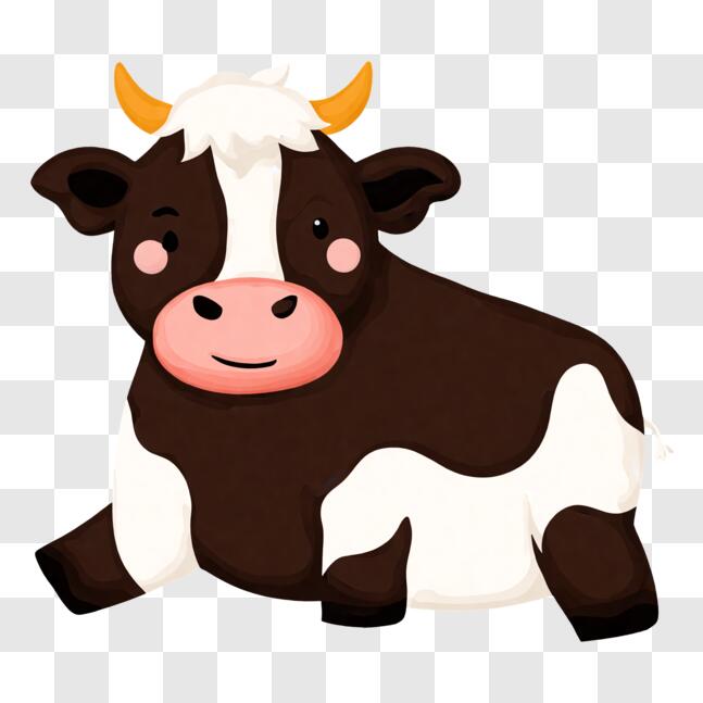 Download Adorable Smiling Cow Cartoon PNG Online - Creative Fabrica