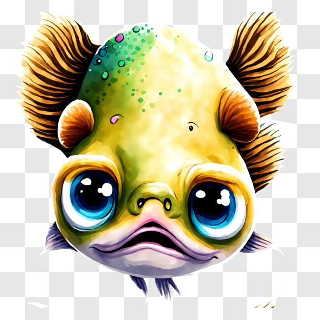 Download Funny Cartoon Fish with Big Eyes PNGs Online - Creative Fabrica