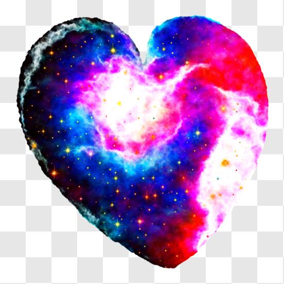 Download Colorful Space Art on Heart-shaped Canvas PNG Online - Creative  Fabrica