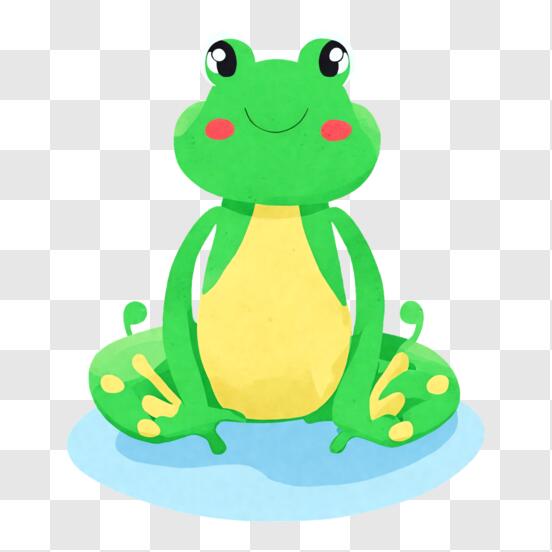 Download Cute Green Frog Sitting on Water PNG Online - Creative