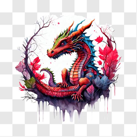 Download Colorful Dragon in Abstract Art PNG Online - Creative Fabrica