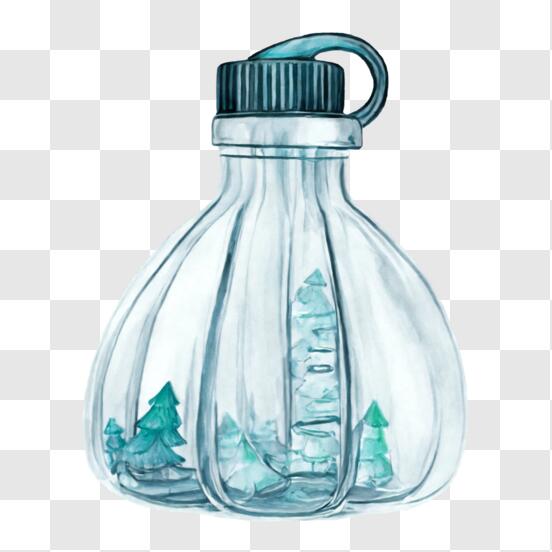 Descarga Botella de agua inspirada en la naturaleza con copos de nieve y  montañas PNG En Línea - Creative Fabrica