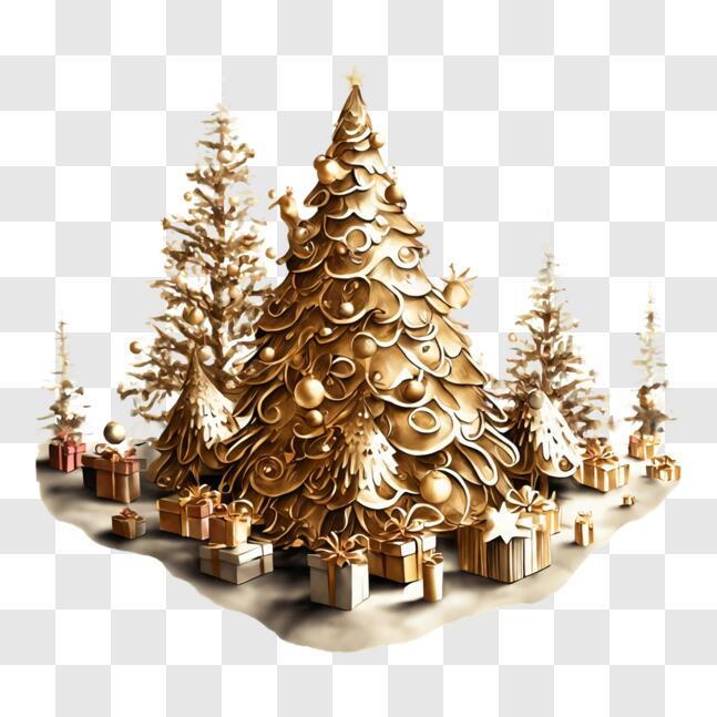 Festlicher roter Weihnachtsbaum mit bunten Ornamenten und Taschen PNG  online herunterladen – Creative Fabrica
