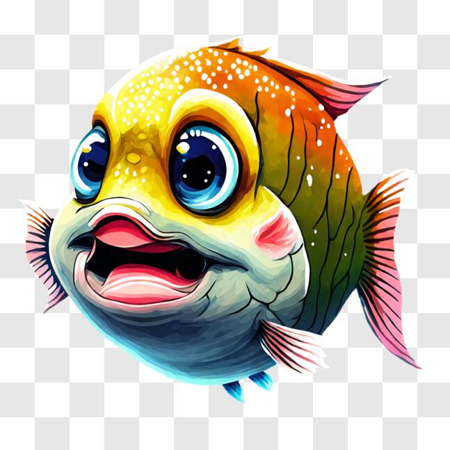 Download Colorful Cartoon Fish Character PNG Online - Creative Fabrica