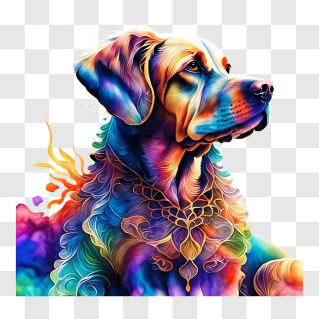 Download Colorful Painting of Dog with Abstract Background PNGs Online ...