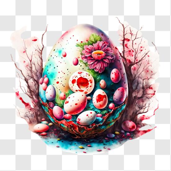 Happy Easter day eggs in nest 14466554 PNG