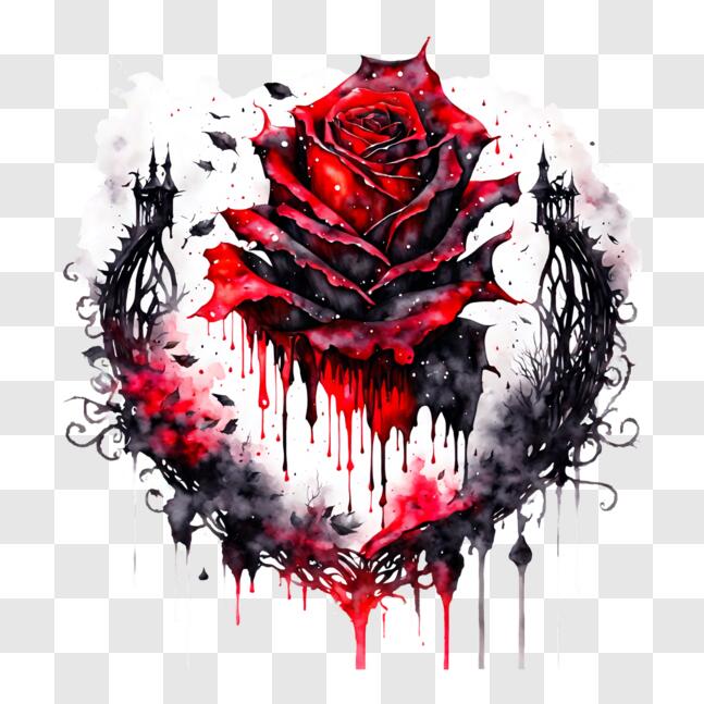 Download Red Rose in Heart Shape with Dripping Blood PNGs Online ...