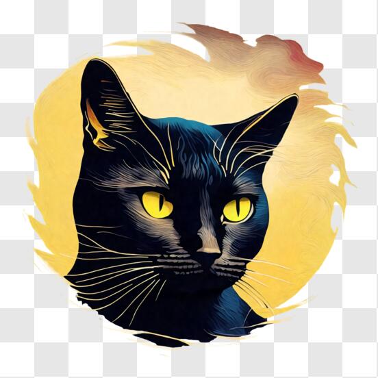 Scarica Gatto Nero Seduto in un Cerchio Arancione PNG Online - Creative  Fabrica