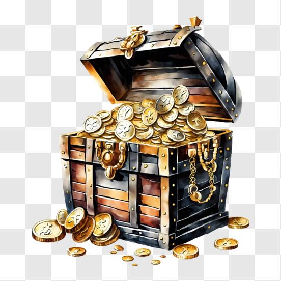 Free Vectors  Treasure chest overflowing with gems and treasures