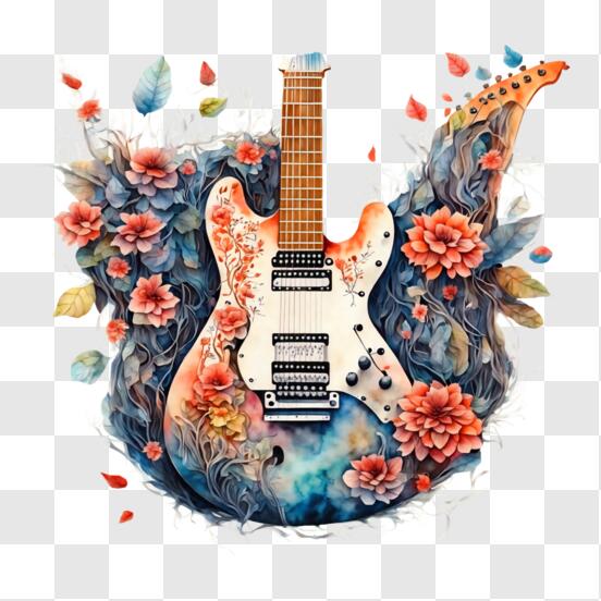 Télécharger Peinture à l'aquarelle colorée d'une guitare électrique PNG En  Ligne - Creative Fabrica