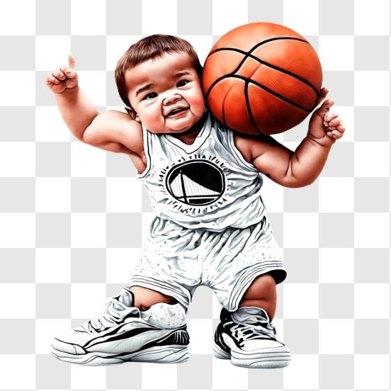 Descarga Bebé adorable jugando al baloncesto PNG En Línea - Creative Fabrica