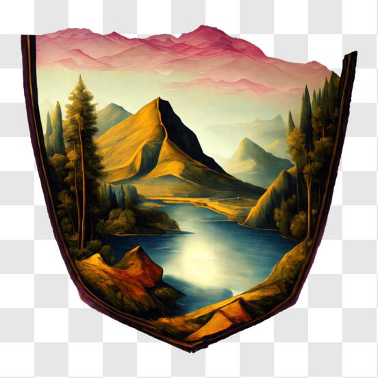 Nacnic Set di poster con disegni di montagne a colori - Set di fogli decorativi Montagna con colori rossastri colorati, con immagini di montagne