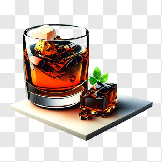 Download Refreshing Whiskey Drink With Mint Garnish PNG Online.