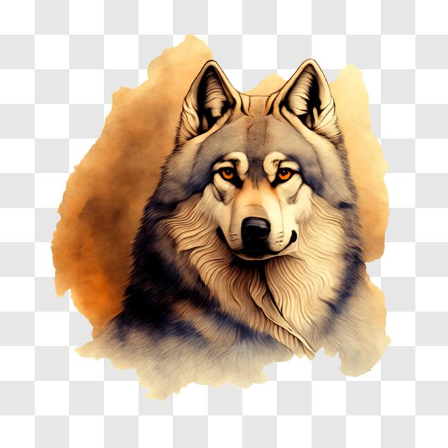 Download Gray and Brown Wolf's Head Painting PNG Online - Creative Fabrica