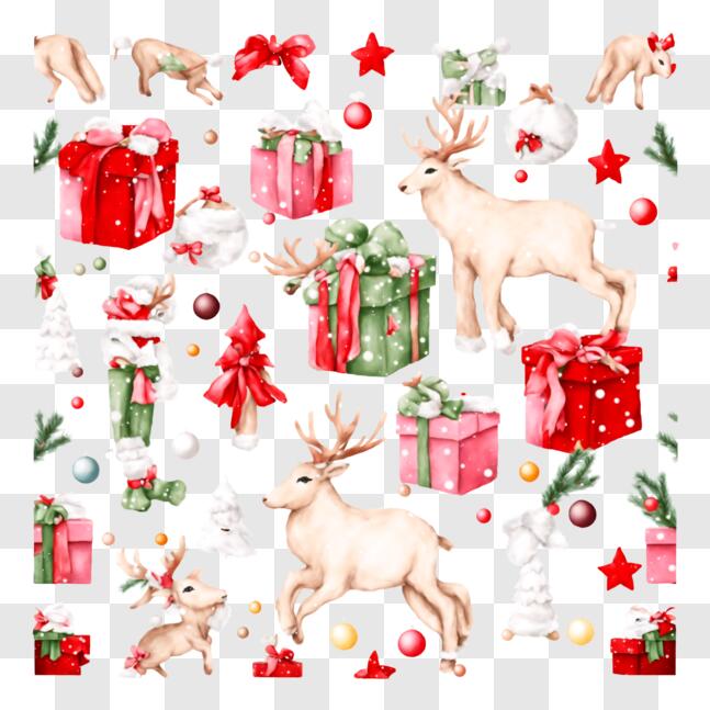 Download Festive Christmas Pattern with Reindeer, Presents, and ...