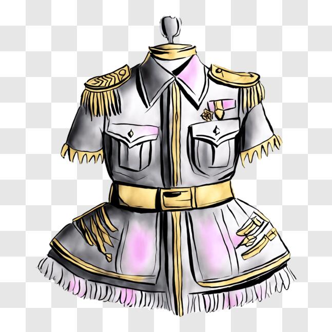 Download Military Uniform with White Shirt and Gold Buttons PNG Online