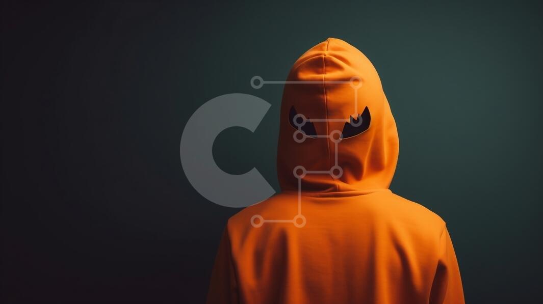 Person Dressed up for Halloween in Orange Hoodie stock photo | Creative