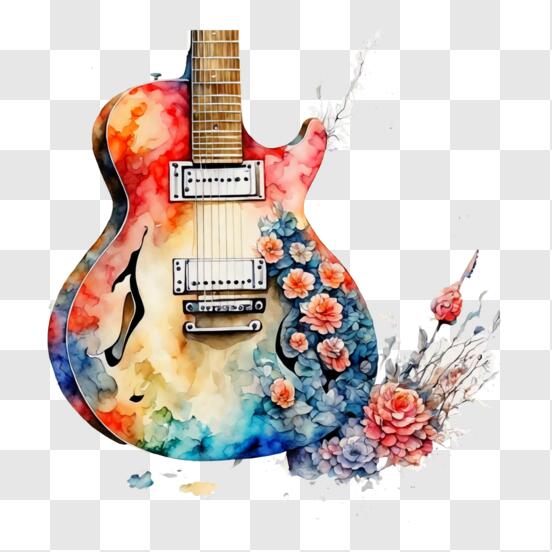 Télécharger Peinture à l'aquarelle colorée d'une guitare électrique PNG En  Ligne - Creative Fabrica