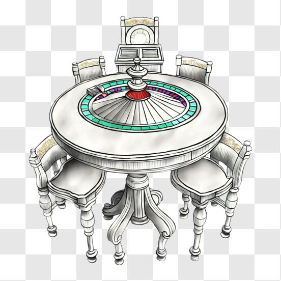 Contour Modern Round Table With Chairs Vector Illustration Hand Drawn  Vector Line Art Sketch Of A Dining Table With Chairs Stock Illustration -  Download Image Now - iStock