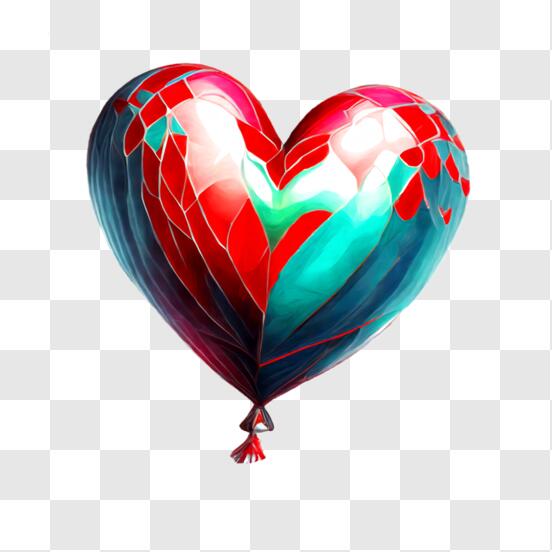 Télécharger Autocollant de ballon en forme de coeur coloré sur