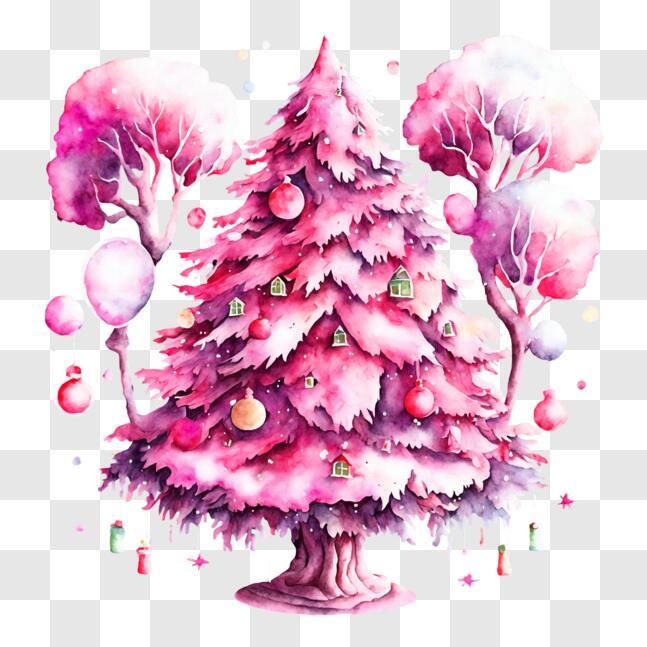 árvore de natal de fita rosa glam 13714031 PNG