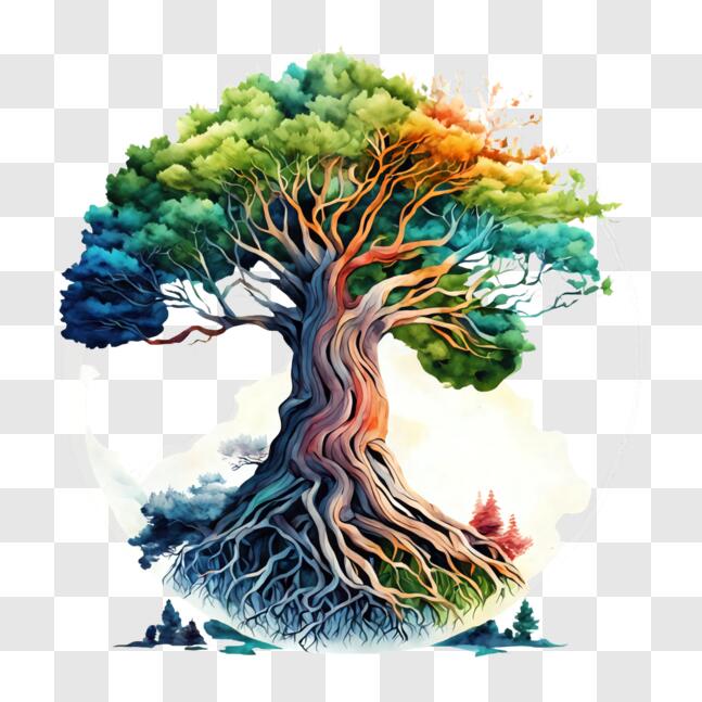 Download Visually Analyze the Image: Vibrant Tree with Multi 