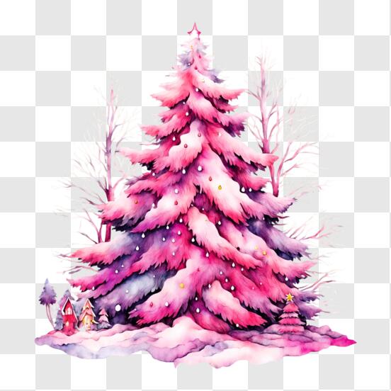 Arte 3D de árvore de Natal rosa · Creative Fabrica