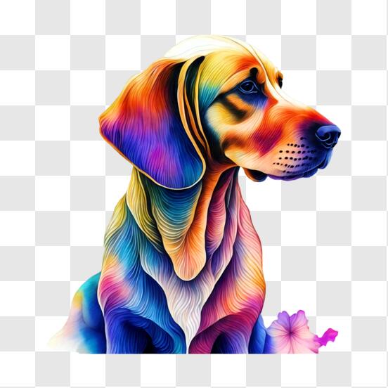 Scarica Opera d'arte di un cane colorato PNG Online - Creative Fabrica