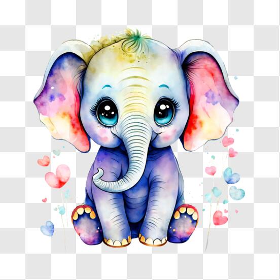 Adorable bébé éléphant heureux et mignon · Creative Fabrica