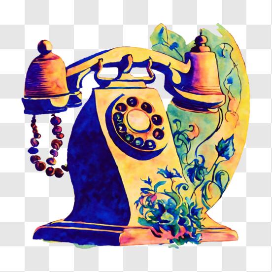 Baixe Desenho de Telefone Antigo Colorido PNG - Creative Fabrica