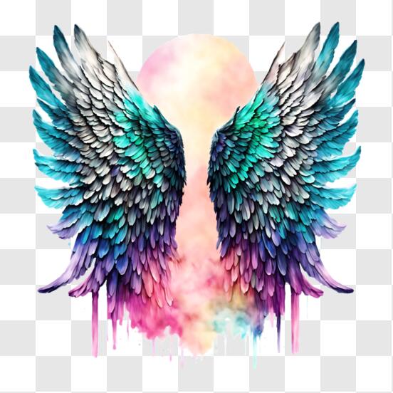 Colorful Angel Wings with Dripping Paint