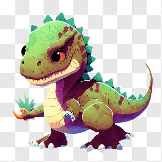 Scarica Adorabile Piccolo Dinosauro che tiene un Oggetto in Bocca PNG  Online - Creative Fabrica