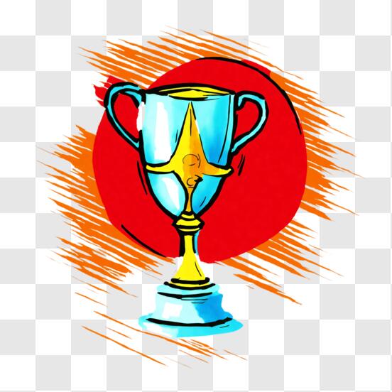 Scarica Coppa Trofeo Colorata su Sfondo Arancione PNG Online - Creative  Fabrica