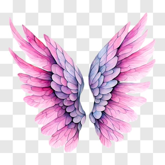 Download Beautiful Pink Angel Wings in Watercolor PNG Online - Creative ...