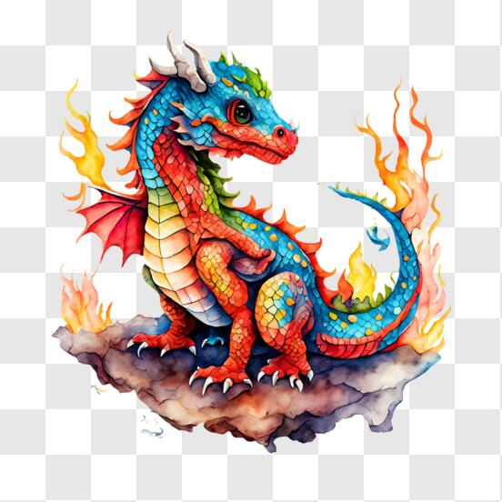 Télécharger Œuvre d'art de dragon coloré PNG En Ligne - Creative Fabrica