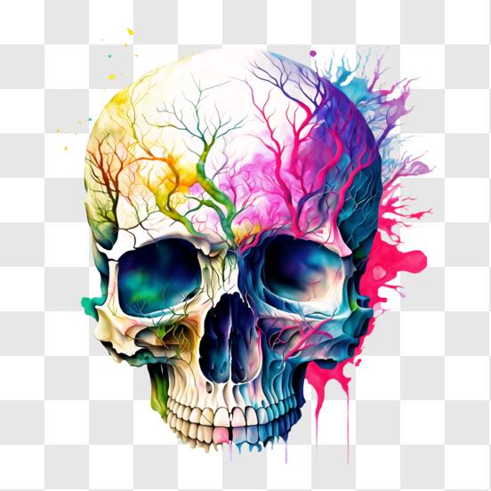 Colourful Skull Cross Stitch Kit, Paint Splat Skull Embroidery Kit