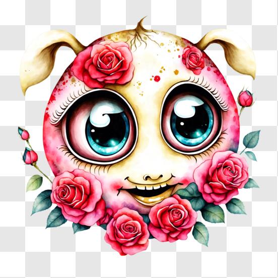 Baixe Bebê de desenho animado fofo com orelhas cor-de-rosa e olhos verdes  PNG - Creative Fabrica