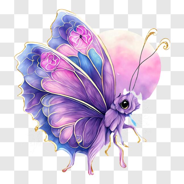 Scarica Bellissima Farfalla Viola con Ali Rosa e Blu PNG Online - Creative  Fabrica