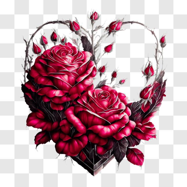 Download Heart made of Red Roses in Black and White PNGs Online ...
