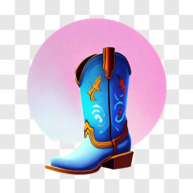 Download Blue Cowboy Boot for Western-Themed Events or Celebrations PNG