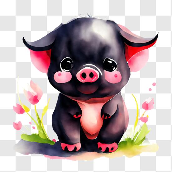 Download Adorable Pig with Hearts - Perfect for Online Games and