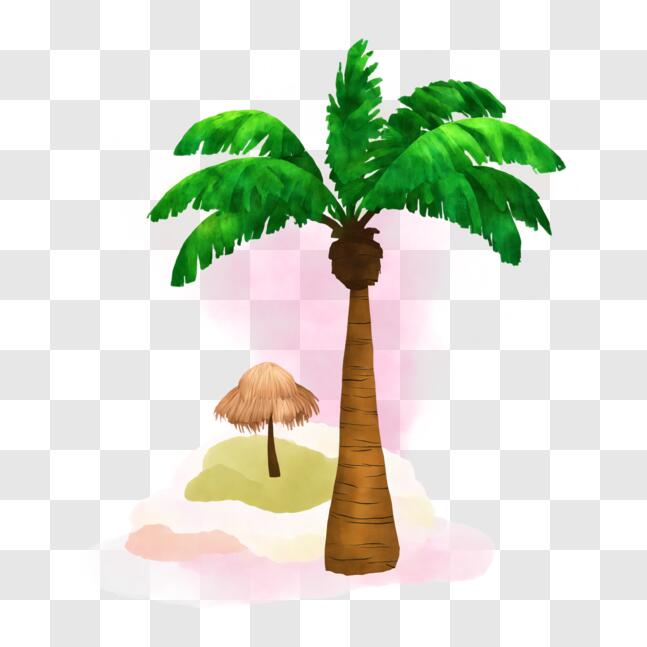 Download Tropical Island with Palm Tree and Umbrella PNGs Online ...