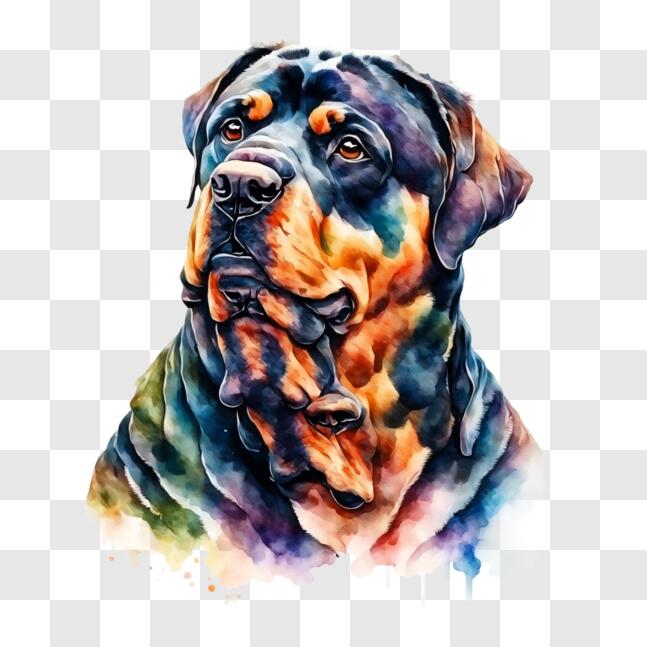 Download Rottweiler Dog Painting PNG Online - Creative Fabrica